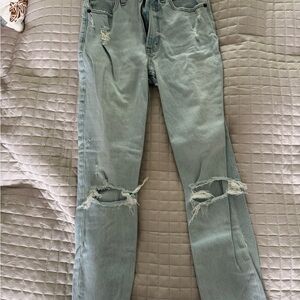 Abercrombie skinny light blue distressed jeans